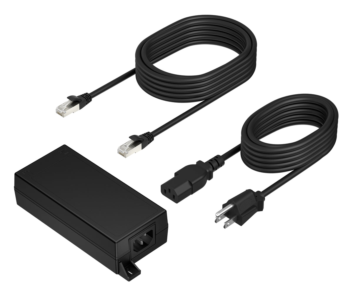 HP Poly PoE++ 65W 2.5G Adapter with 3.66m CAT6A Cable and Power Cord Black