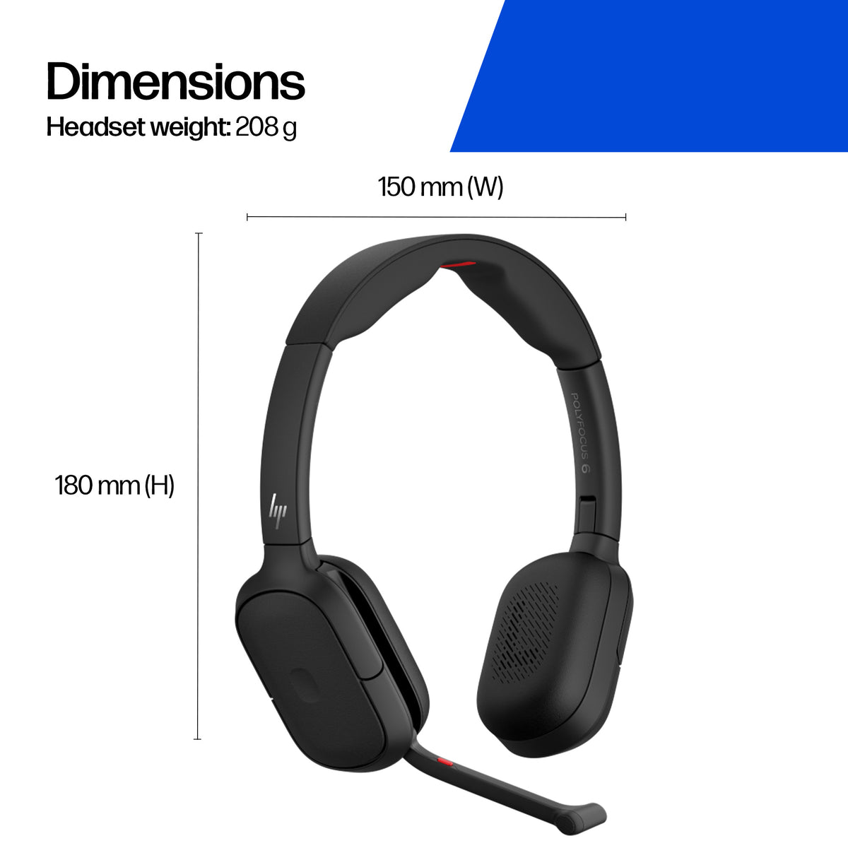 HP Poly Focus 625 Bluetooth USB-C Headset + Wireless Charge Stand