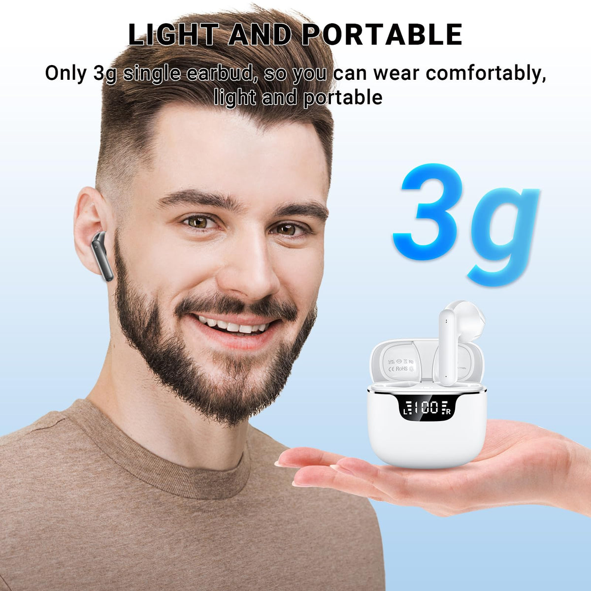 Godyse Bluetooth Earbuds - ENC Noise Cancelling, IPX6, 42H Playtime