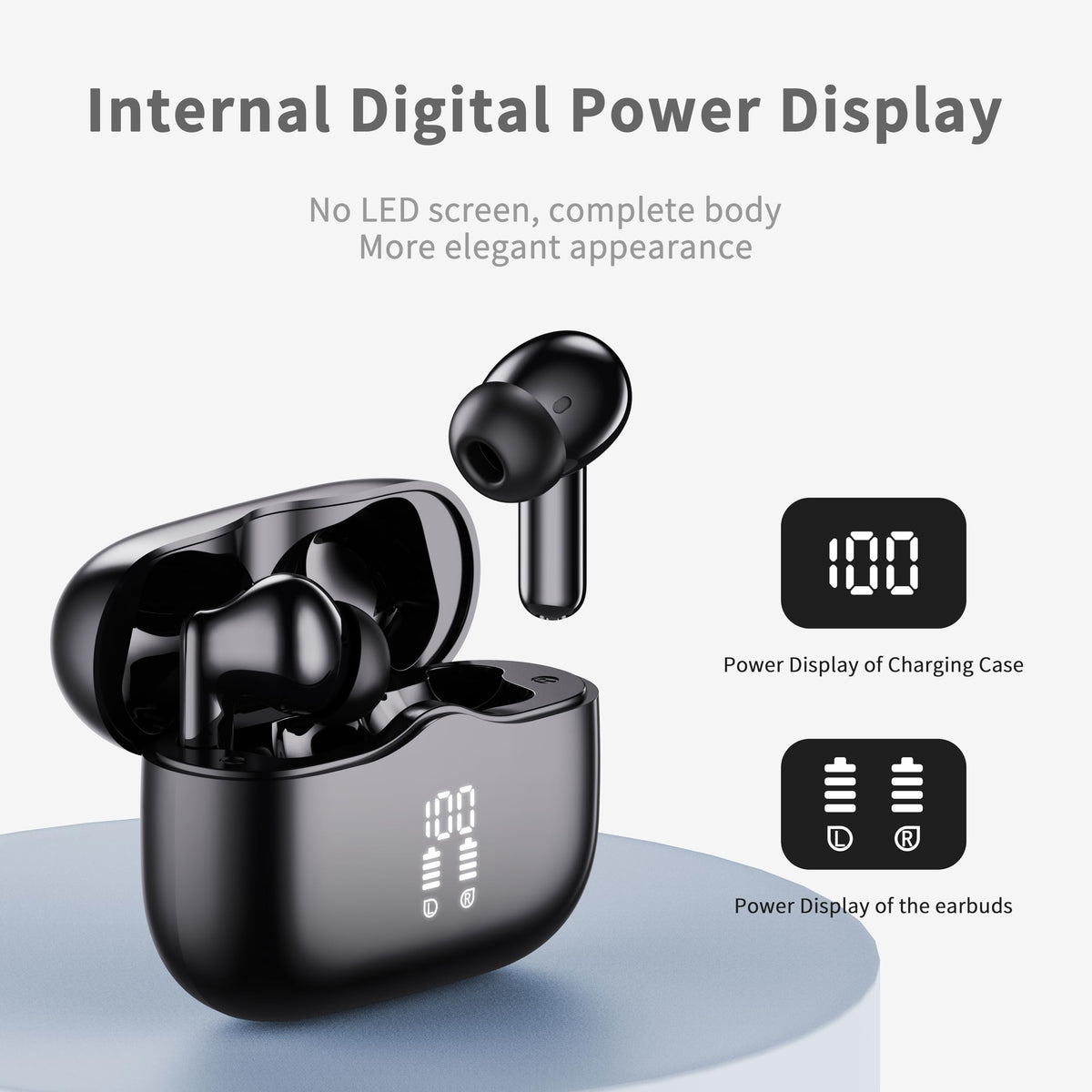 Bluetooth 5.4 Earbuds — LED Display, USB-C, 40H Playtime