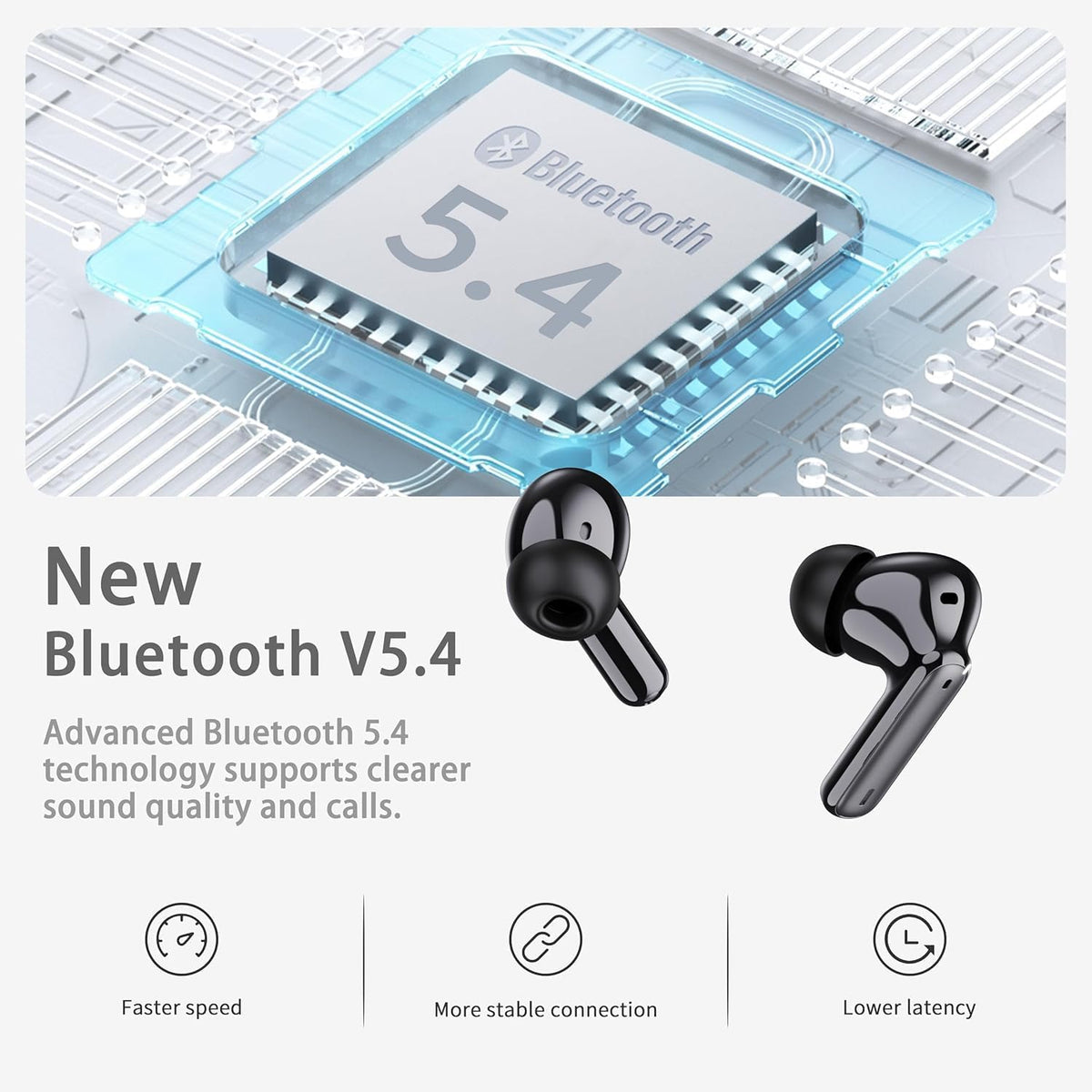 Bluetooth 5.4 Earbuds — LED Display, USB-C, 40H Playtime