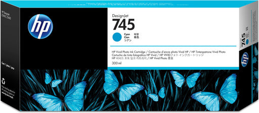 HP 745 300-ml DesignJet Cyan Ink Cartridge