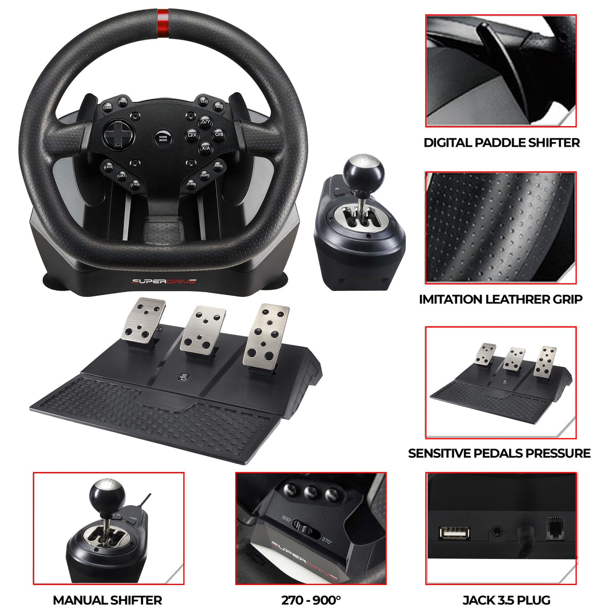 Volant Subsonic Superdrive GS950-X 900° — Xbox/PS4