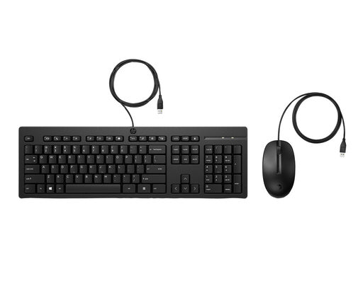 HP 225 Wired Mouse and KB G2 Belgium - English localization AZERTY BE - Maus - AZERTY keyboard Mouse included Office USB Black