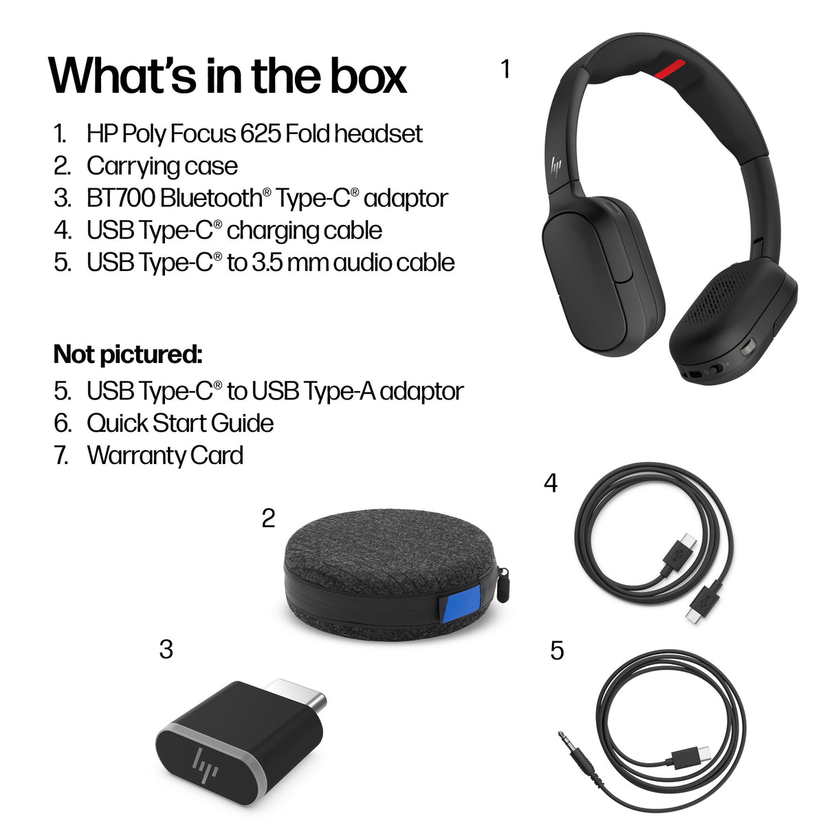 HP Poly Focus 625 Stereo Bluetooth USB-C Headset