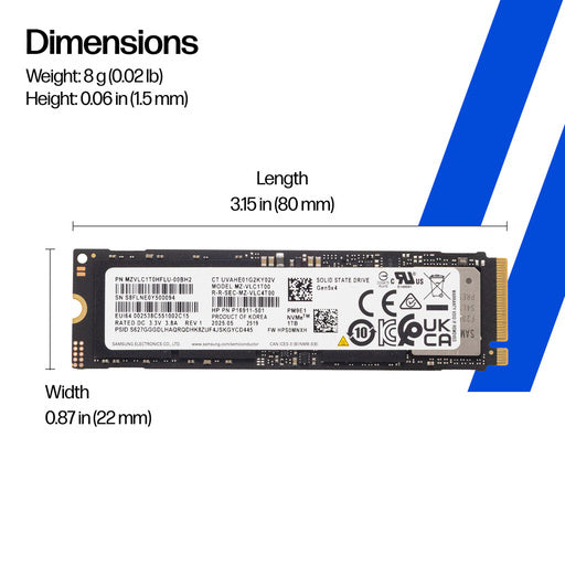 HP 1TB PCIe-5x4 SED OPAL2 NVMe Solid State Drive