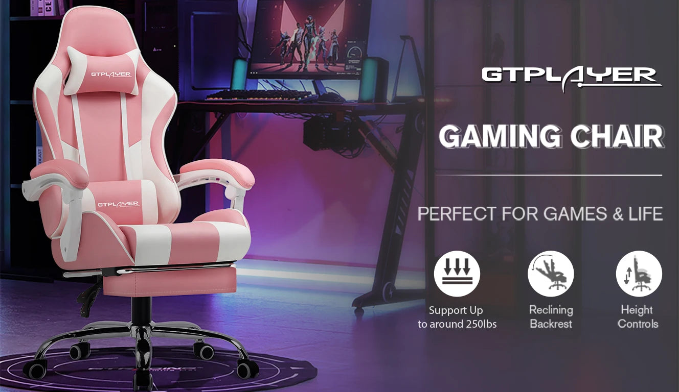 GTPLAYER Gaming Chair — Massage, Footrest, Lumbar Support