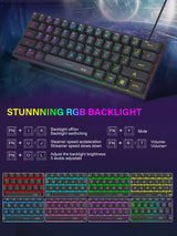 MageGee Mini 60% Compact Gaming Keyboard — RGB, 61 Keys