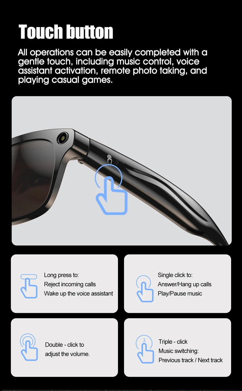 Xiaomi 4K HD AI lunettes intelligentes 800w Pixel caméra multifonctionnelle Bluetooth appel Assistant vocal lecteur de musique traduction intelligente 
