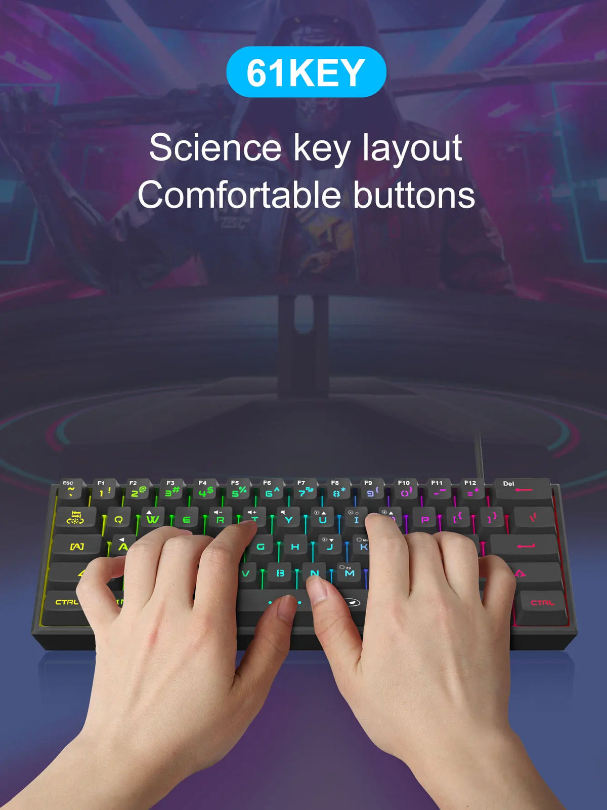 MageGee Mini 60% Compact Gaming Keyboard — RGB, 61 Keys