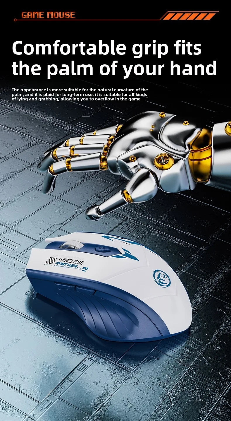 Souris Gaming Sans Fil Bluetooth 5.4 — Double Mode, Rechargeable, 1600 DPI