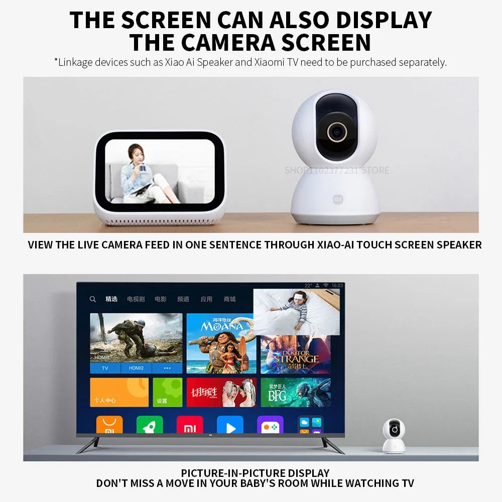 Xiaomi Caméra de sécurité domestique intelligente Mi PTZ 2K 360° Webcam 1296P 3 mégapixels Détection humaine IA Vision nocturne Webcam Version chinoise