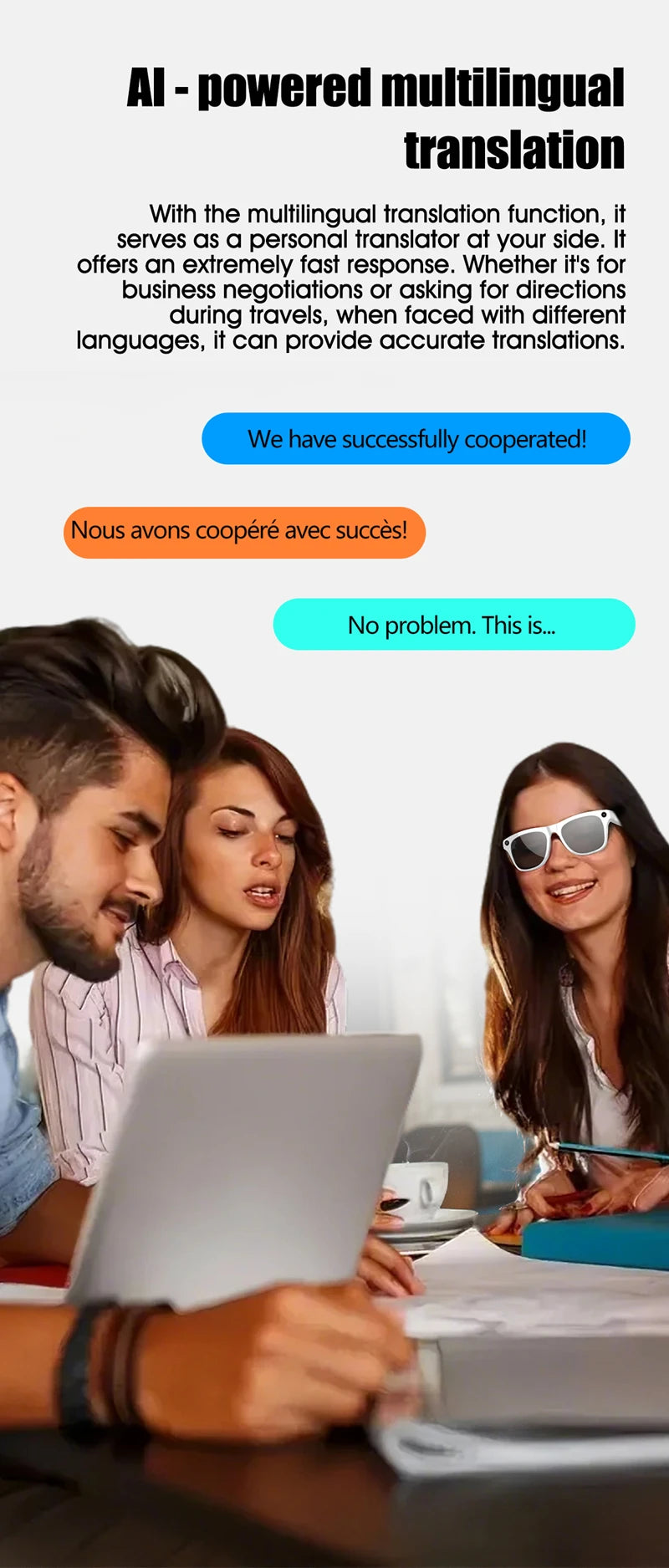 Xiaomi 4K HD AI lunettes intelligentes 800w Pixel caméra multifonctionnelle Bluetooth appel Assistant vocal lecteur de musique traduction intelligente 