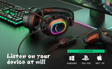 Fifine RGB Gaming Headset — 7.1 Surround Sound, Mic, PC/PS4/PS5