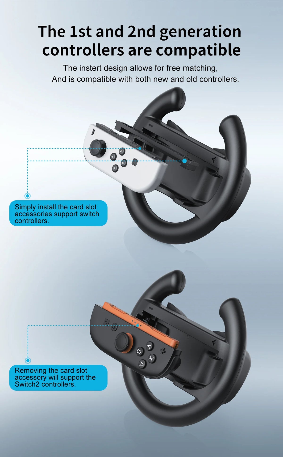HONCAM support de roue de course universel pour Switch & Switch2 Joycon contrôleur de roue de jeu avec base à ventouse sécurisée pour accès NS2