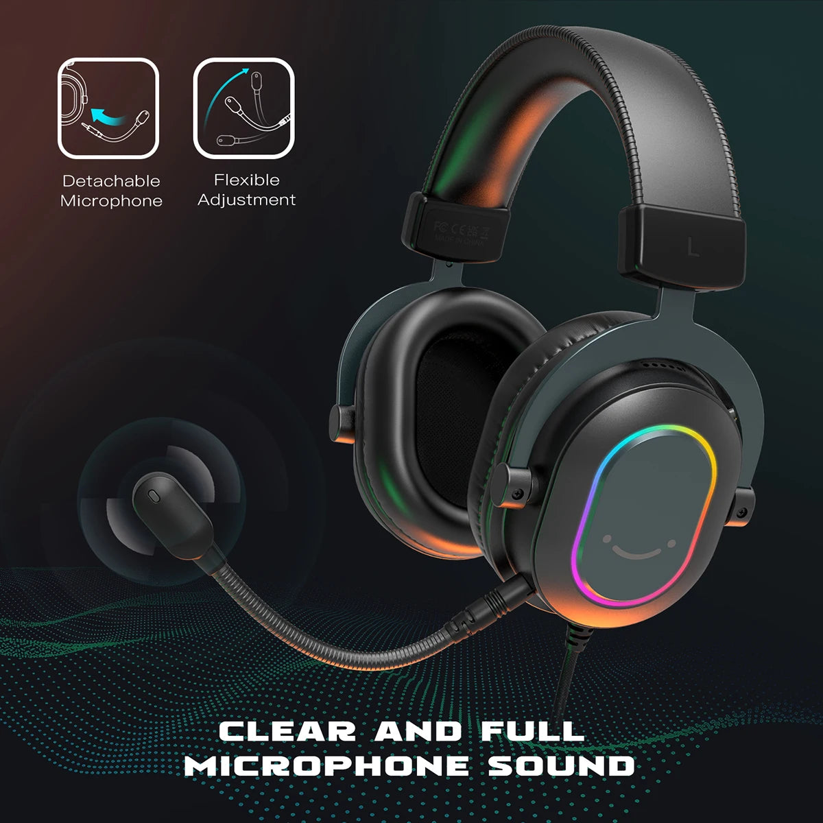 Fifine RGB Gaming Headset — 7.1 Surround Sound, Mic, PC/PS4/PS5