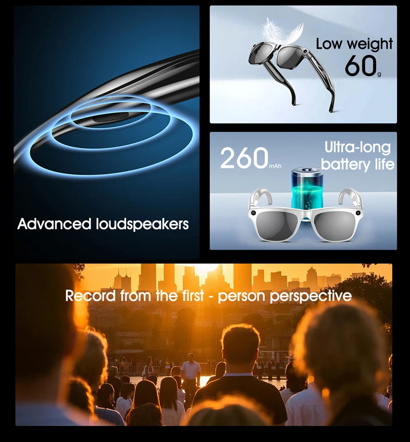 Xiaomi 4K HD AI lunettes intelligentes 800w Pixel caméra multifonctionnelle Bluetooth appel Assistant vocal lecteur de musique traduction intelligente 