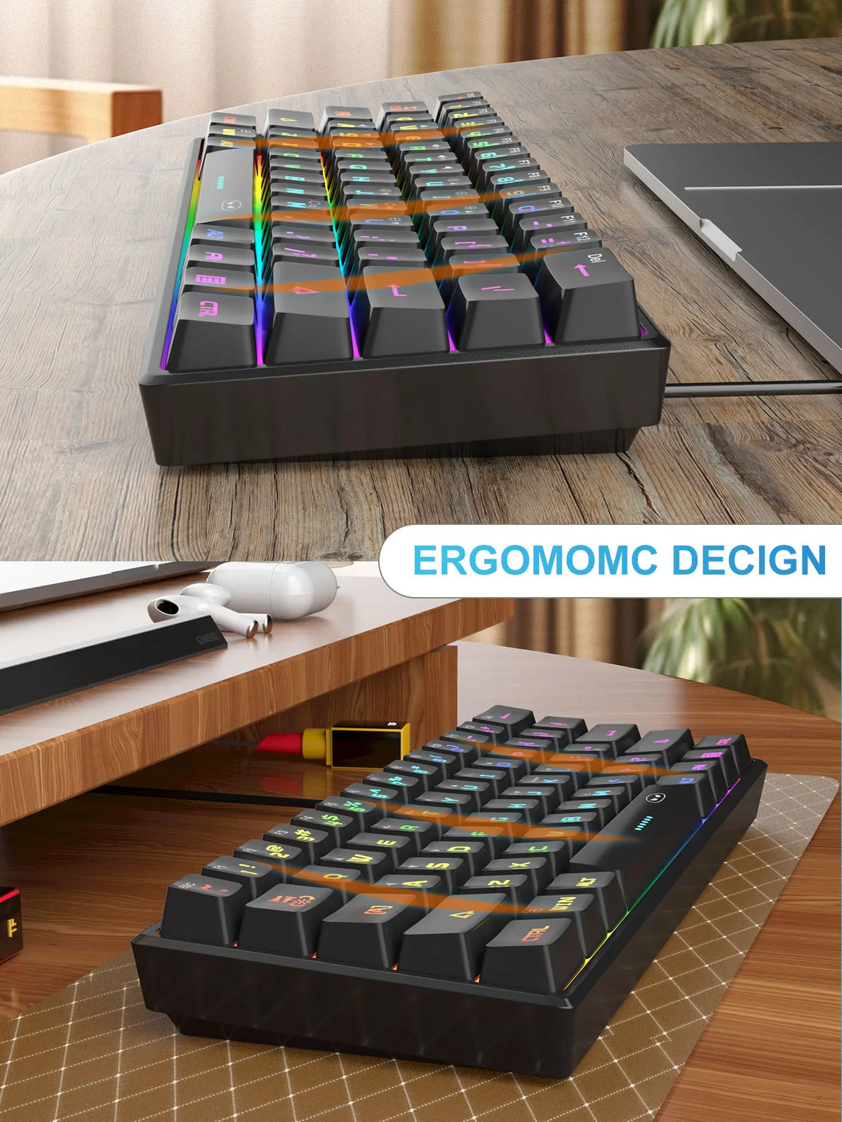 MageGee Mini 60% Compact Gaming Keyboard — RGB, 61 Keys