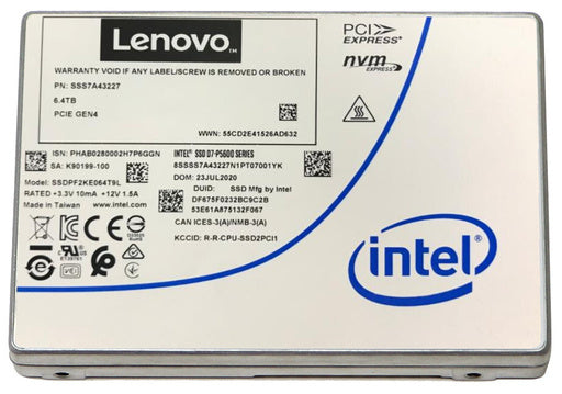 Lenovo 4XB7A17133 internal solid state drive 6.4 TB 2.5" PCI Express 4.0 NVMe TLC 3D NAND