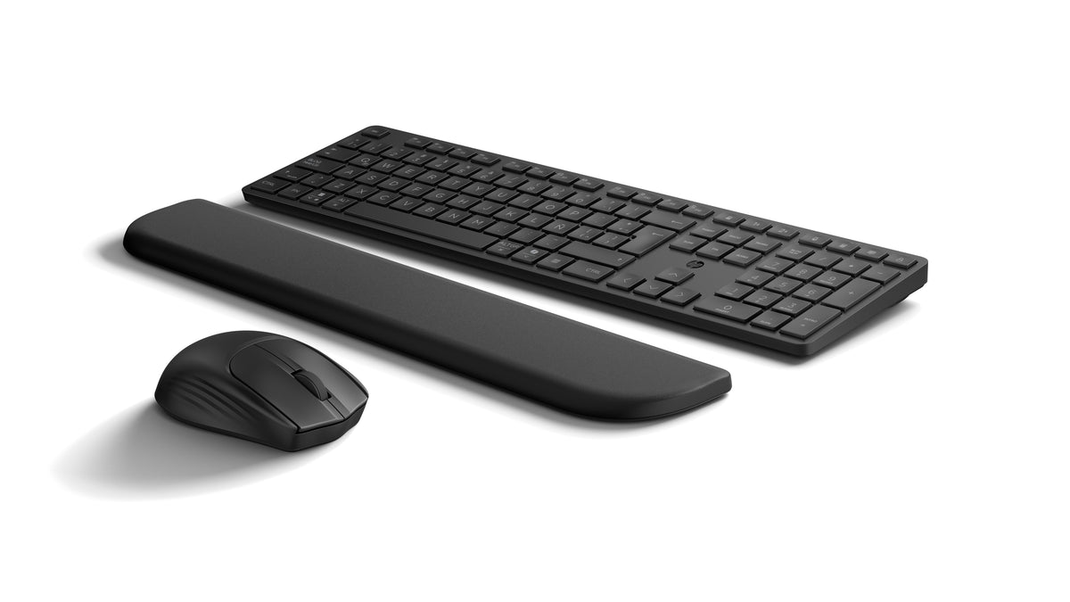 HP MultiDvcDuMdMSEKBCombowPR585C BE keyboard Mouse included Home/Office RF Wireless + Bluetooth Black
