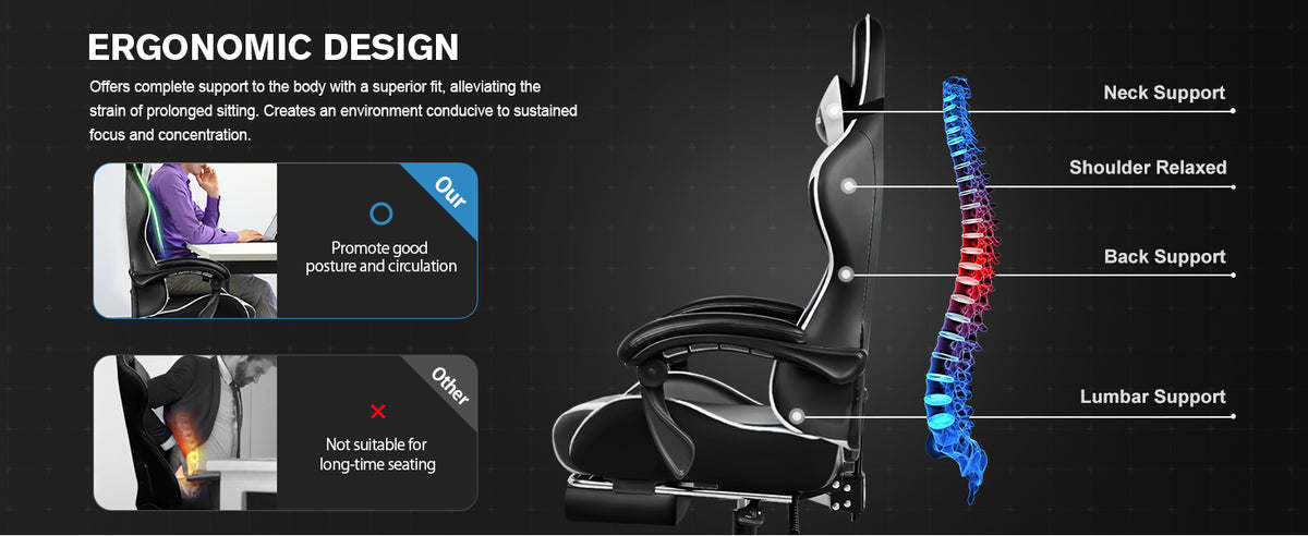 GTPLAYER Gaming Chair — Massage, Footrest, Lumbar Support