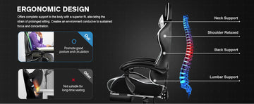 GTPLAYER Office Chair Gaming chair Massage Gaming armchair Ergonomic Gamer chair Footrest, Head Support Massage Lin Pillow,