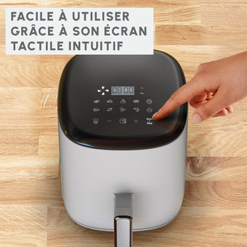 Moulinex Easy Fry Compact Friteuse sans huile, 3 L, 4 personnes, 10 programmes automatiques, Ecran digital, Format compact, air fryer EZ145A20, Beige