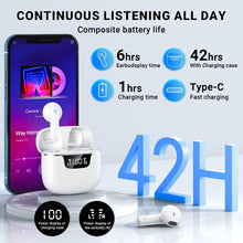 Ecouteurs Bluetooth sans Fil, Godyse Oreillette Bluetooth 5.4 avec 4 ENC Réduction Antibruit Mic IPX6 Étanche HiFi Son Stéréo Contrôle Tactile 42 Heures Durée Écouteurs sans Fil pour iOS Android Blanc