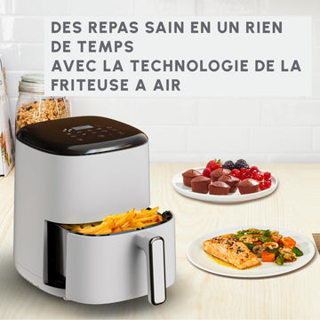 Moulinex Easy Fry Compact Friteuse sans huile, 3 L, 4 personnes, 10 programmes automatiques, Ecran digital, Format compact, air fryer EZ145A20, Beige