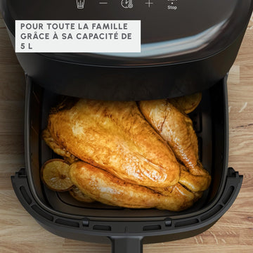 Moulinex Easy Fry Compact Friteuse sans huile, 3 L, 4 personnes, 10 programmes automatiques, Ecran digital, Format compact, air fryer EZ145A20, Beige