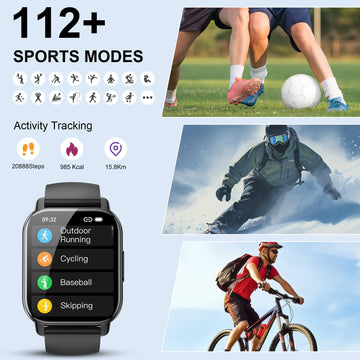 Montre Connectée Homme Femme avec Appel Bluetooth, 1.85" HD Smartwatch, 112 Modes Sportifs, Montre Connectee Sport Etanche IP68 avec Cardiofrequencemetre/Moniteur de Sommeil/Podometre pour Android/iOS