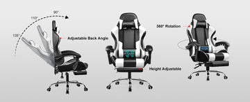 GTPLAYER Office Chair Gaming chair Massage Gaming armchair Ergonomic Gamer chair Footrest, Head Support Massage Lin Pillow,