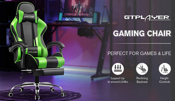GTPLAYER Office Chair Gaming chair Massage Gaming armchair Ergonomic Gamer chair Footrest, Head Support Massage Lin Pillow,