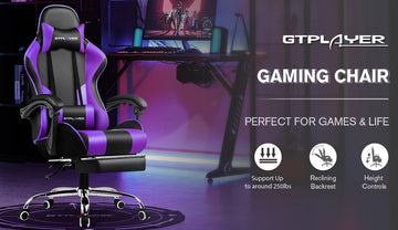 GTPLAYER Office Chair Gaming chair Massage Gaming armchair Ergonomic Gamer chair Footrest, Head Support Massage Lin Pillow,