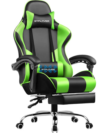 GTPLAYER Office Chair Gaming chair Massage Gaming armchair Ergonomic Gamer chair Footrest, Head Support Massage Lin Pillow,