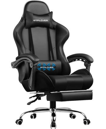 GTPLAYER Office Chair Gaming chair Massage Gaming armchair Ergonomic Gamer chair Footrest, Head Support Massage Lin Pillow,
