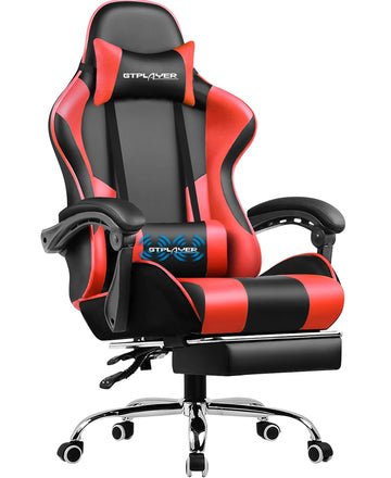 GTPLAYER Office Chair Gaming chair Massage Gaming armchair Ergonomic Gamer chair Footrest, Head Support Massage Lin Pillow,