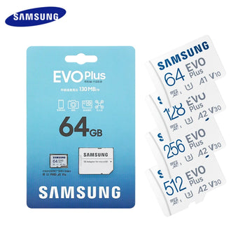 Samsung Pro Plus Memory Card 512GB 256GB 128GB U3 V30 A2 High Speed UHS-I Class 10 TF Card 64GB U1 A1 V10 EVO PLUS Micro SD Card