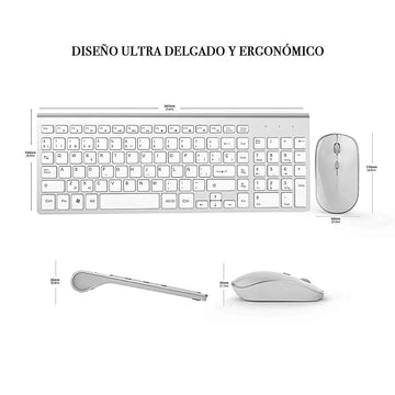 Wireless Keyboard Mouse Spanish/Russian Set 2.4G Ultra-Thin Sleek Design for office/travel Full Size Wireless Mouse Keyboard