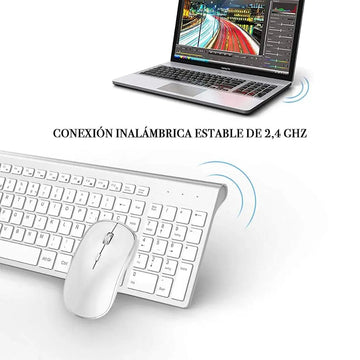 Wireless Keyboard Mouse Spanish/Russian Set 2.4G Ultra-Thin Sleek Design for office/travel Full Size Wireless Mouse Keyboard