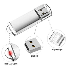 CW10029 USB Flash Drive High Speed USB 2.0 Pendrive Zinc Alloy Metal Jump Thumb Drive with Clear Cap for Computer Car Speaker TV