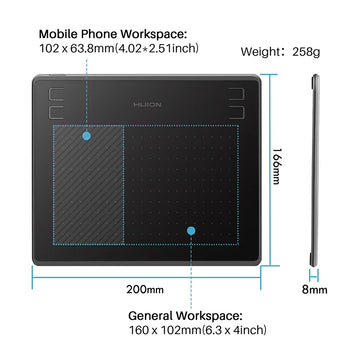 HUION HS64 Graphics Drawing Digital Tablets OTG Function Signature Pen Tablet with Battery-Free Stylus for Android Windows macOS