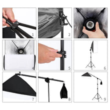 SH 3Pcs Soft Box With LED Blub Professional Photo Studio Softbox Lights Lighting Kit Accessories Equipment Tripod Stand