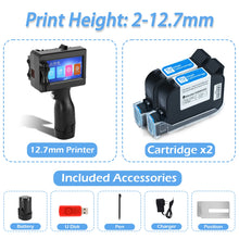 Handheld Inkjet Printer 12.7/25.4mm for QR Barcode Batch Date Number Logo Expiry Date Coding Machine 25 Languages Non-encrypted