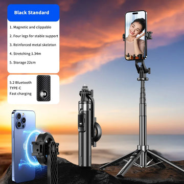 P135MAX Magnetic Selfie Stick Tripod with Wireless Remote Extendable Cell Phone Tripod Stand Compatible with MagSafe IPhone