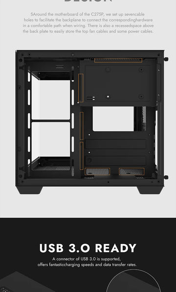 Darkflash C275P PC Case Sea View Room Gaming Computer Desktop M-ATX Motherboard  Double-Sided Tempered Glass PC Gamer Cabinet