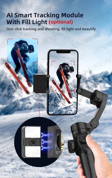 AXNEN HQ4 3-Axis Handheld Gimbal Smartphone Stabilizer Smart Follow Tracking Stable Video Record for iPhone 14 Pro Xiaomi Huawei