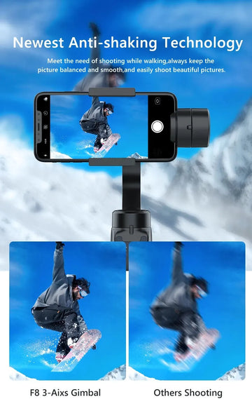 F8 Handheld 3-Axis Gimbal Phone Holder Anti Shake Video Record Stabilizer for Smartphone Xiaomi iPhone 13 14 Pro Max