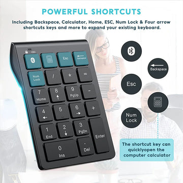 Missgoal Mini Wireless Numpad Bluetooth Rechargeable Number Pad for  Laptop Ergonomic Numeric Keypad For Accounting Finance