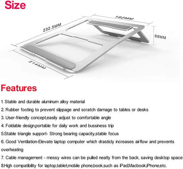 Laptop Tablet Stand Universal Adjustable Aluminium Alloy Foldable Stand Desktop Holder For Macbook 10''-15.6'' Laptop Notbebook